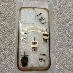 Coffee themed cell phone holder.  Snaps onto fit iPhone 13 Pro Max phone.